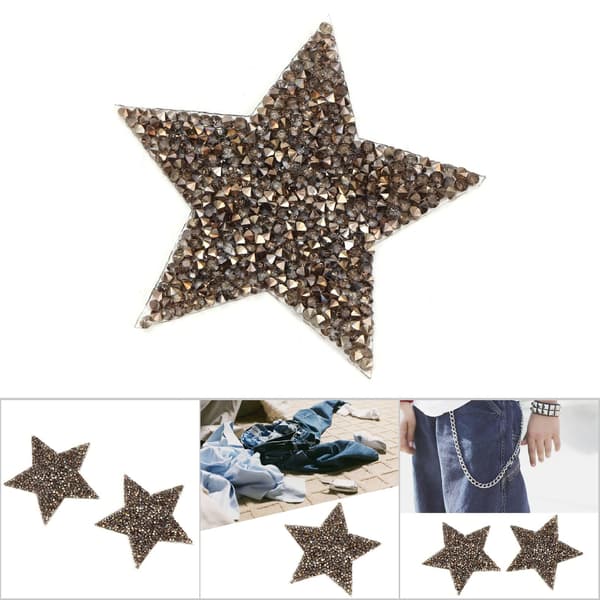 10 stk. Rhinestone Stjerne Strygepatch til Kjole Sko Taske Hat Grå