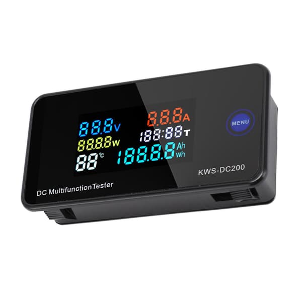 KWS DC200 10A Voltmeter Amperemeter DC 8‑120V 0‑10A LCD Farveskærm 7 i 1 Multifunktion DC Multimeter med 10A Strømshunt