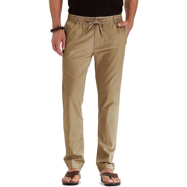Ensfarvede bukser med elastik i taljen til mænd Dark Coffee 2XL