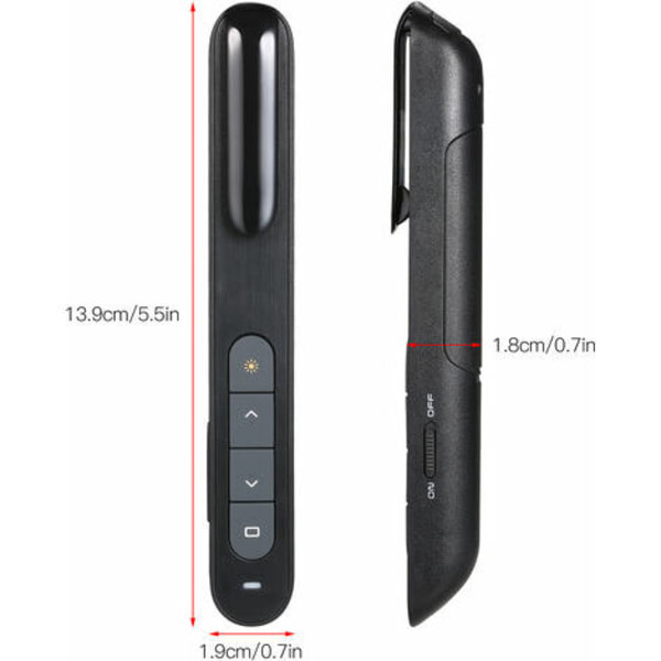 2,4 GHz trådlös Powerpoint-presentationspekare, PPT-pekare med USB -mottagare, 100 meter fjärrkontroll kompatibel med