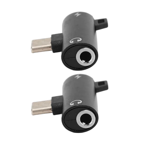 2 i 1 USB C til 3,5 mm Lydadapter Holdbar ABS Lyt til Musik Under Opladning Sort