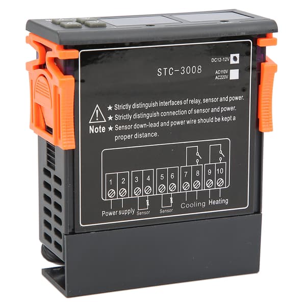 STC 3008 Dubbel Display Digital Temperatur Termostat Kontroller med NTC Sensor DC 12V