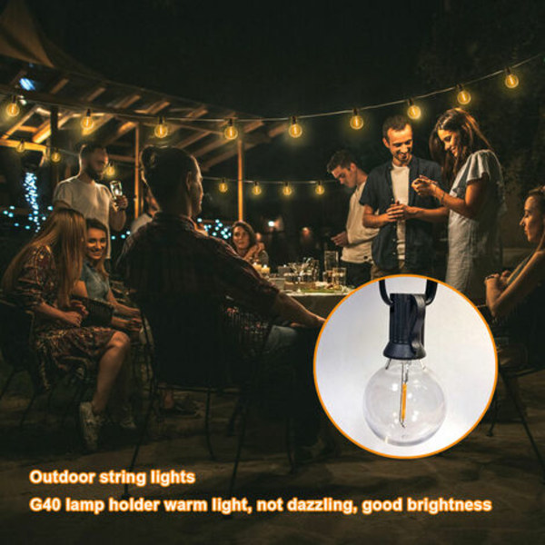 15M G40 Outdoor Fairy Lights med E12 LED IP44 vattentät, dekoration utomhus String Lights, 50 lampor