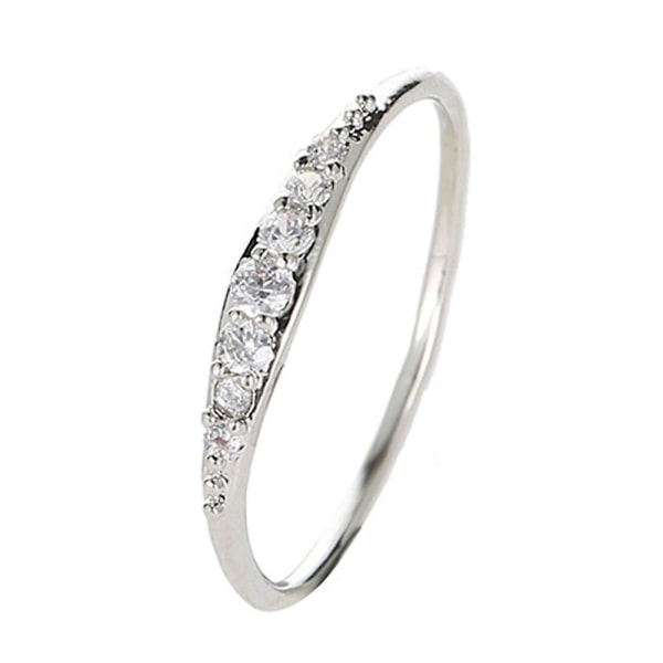 Kvinnor Män Legering Plätering Zirkon Inläggningar Finger Ring Party Smycken Tillbehör Present Silver Us7