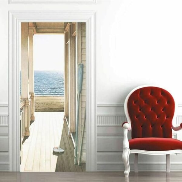 2 kpl 3D-ovitarra Trompe l'Oeil Effect itseliimautuva irrotettava tarra keittiön sisustukseen Makuuhuoneen kylpyhuoneen seinälle (A)