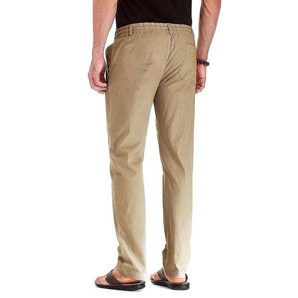 Ensfarvede bukser med elastik i taljen til mænd Dark Coffee M