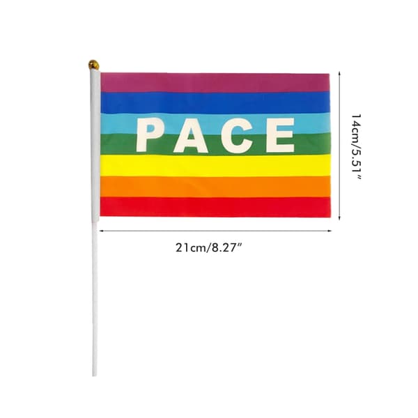 Mini Fredsflagga Regnbåge Pacifist Handhållen Polyester 50 eller 100 Stycken