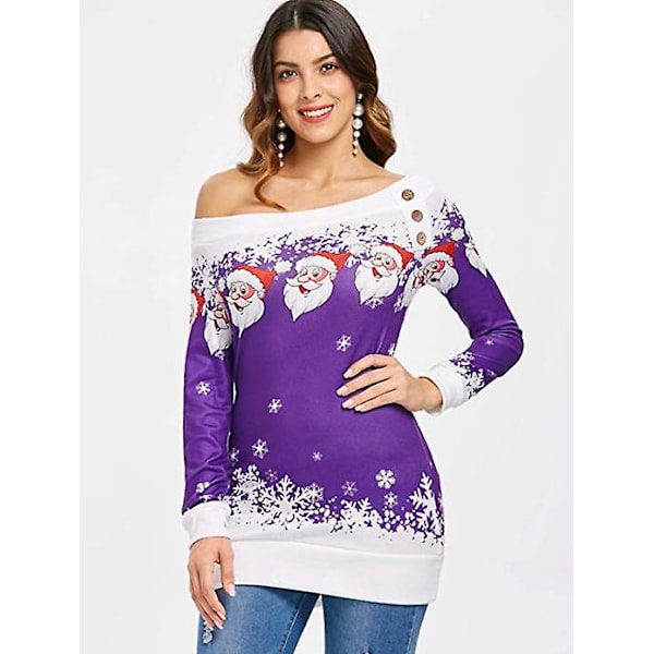 Långärmad Santa One Shoulder-tröja, lila, storlek XL