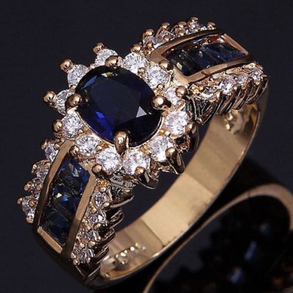 Kvinder Vintage Cubic Zirconia Indlagt Band Finger Ring Bryllupsfest smykker gave US 7