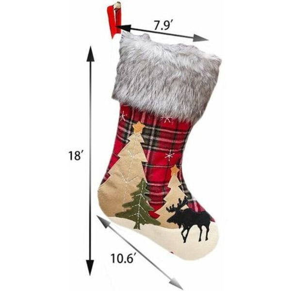 Paket 18" pläd plysch snöflinga plädade julstrumpor (paket med 4)