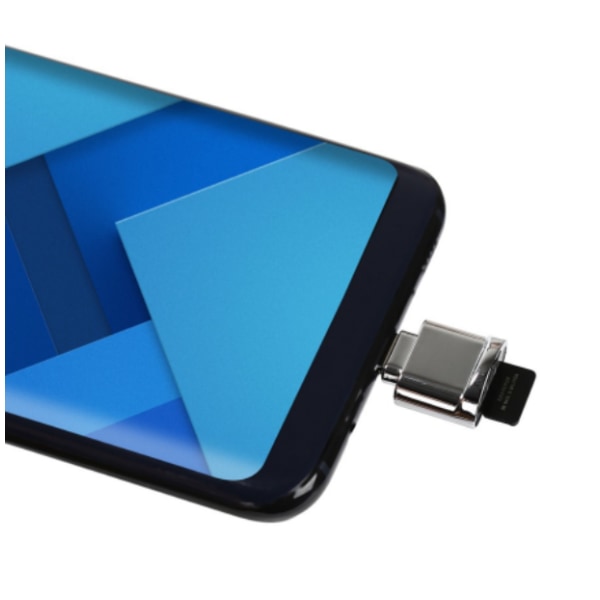 Mobiltelefontablet tilsluttet USB3.1 OTG Adapter Android Type-C kortlæser (Skinny Silver med kæde)