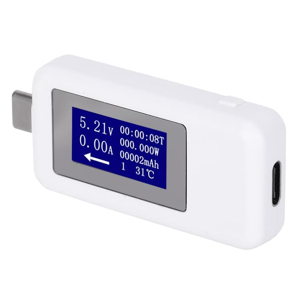 Type C Tester Multifunksjonell Toveis DC Digital Voltmeter Hvit