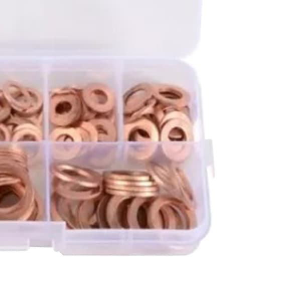 200 st platta brickor M5 M6 M8 M10 M12 M14 koppartätningsringar packningssortimentssats