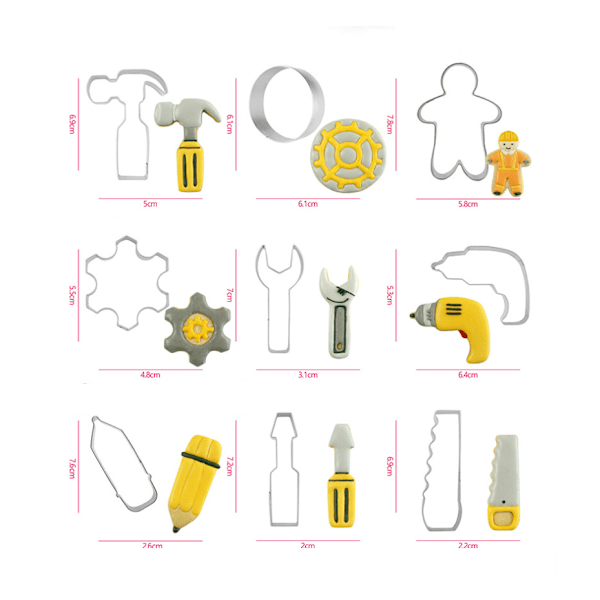 Cookie Cutter Tool 9 stykke omelet bageforme sæt rustfrit stål,