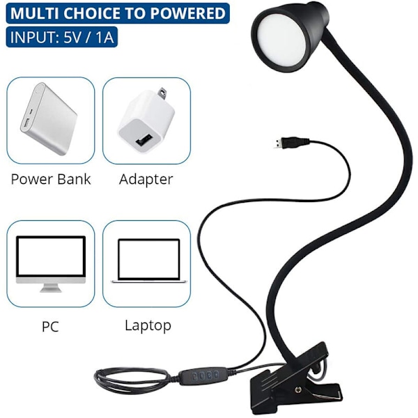 Medium 2 stykker stue soveværelse øjenbeskyttelse led clips lampe usb clip bordlampe læse og lære fylde lys led