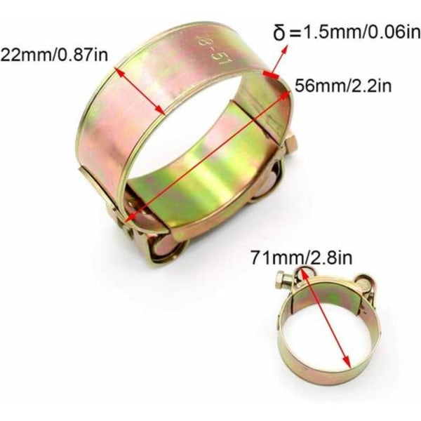 2st rostfria slangklämmor, 52-55 mm justerbara slangklämmor för högtrycksrör, solrör, poolrör, jord