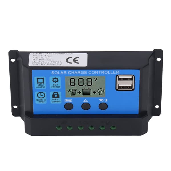Solar Charge Controller Dobbelt USB 5V Output PWM Laderegulator 12V 24V 40A