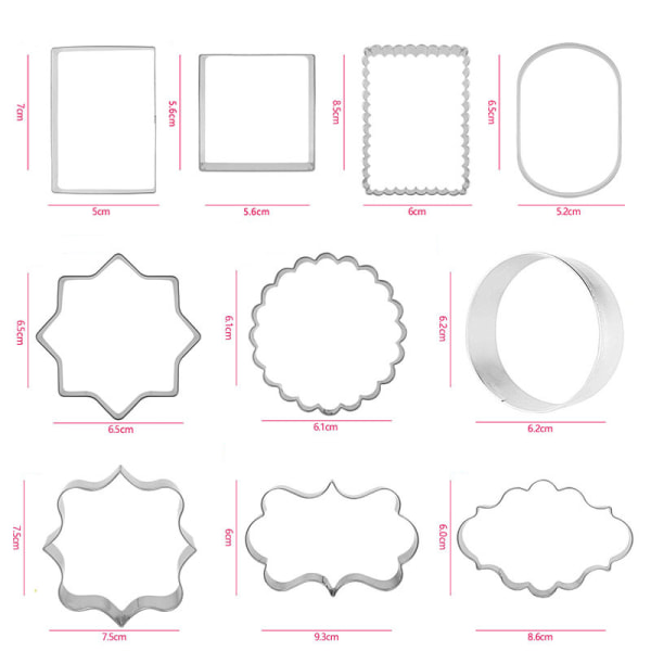 Blomsterram Set Cookie Cutters Set med 10 delar rostfritt stål Omelett Form Set,