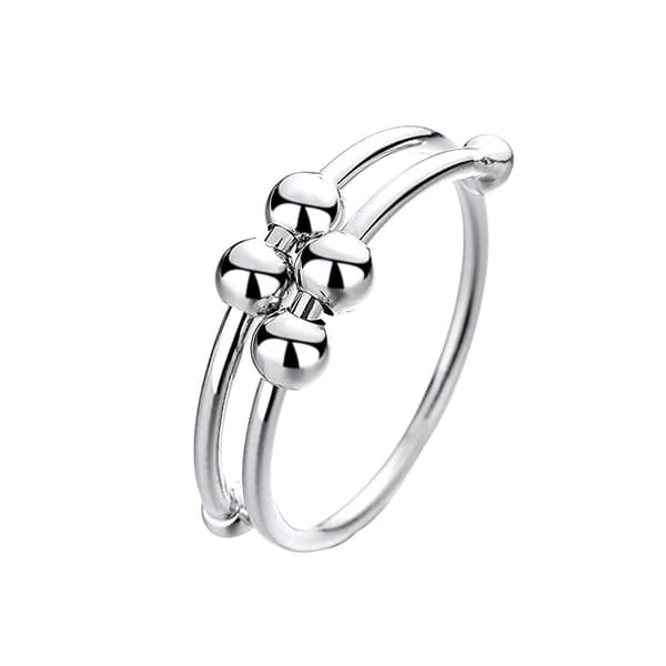 2 stk. Fidget Ring Guld Sølv Legering Angstlindring Afslappende Sind Åben Perle Ringe Kvinder Finger Tilbehør