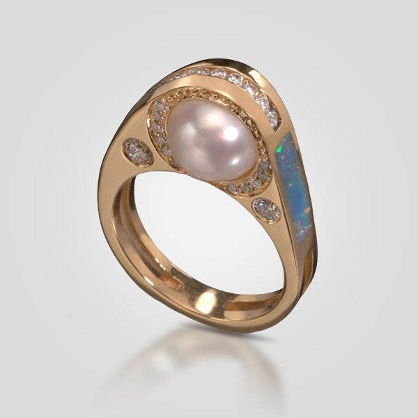 Golden Women Ring Elegant Artistic Faux Pearl Finger Ring Smycken Tillbehör US 6