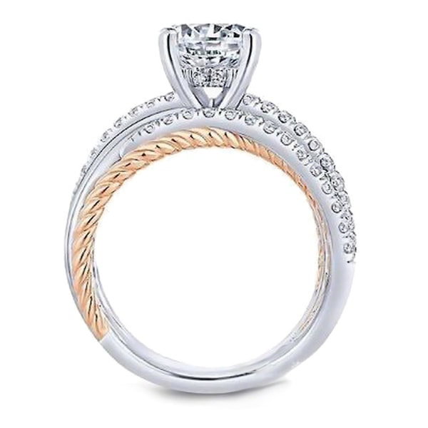 Mode Kvinnor Cross Dual Color Rhinestone Ring Förlovning Bröllop Smycken Gift US 7