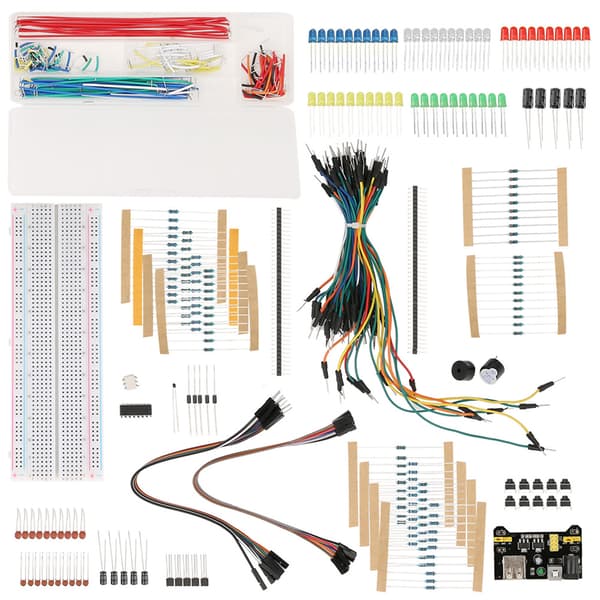 Breadboard Starter Kit Loddefri Jumper Ledninger LED Modstande Elektroniske Komponenter