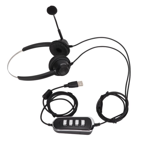 USB Call Center Headset med Mikrofon Støjreducerende Binaural RJ9 Kabel