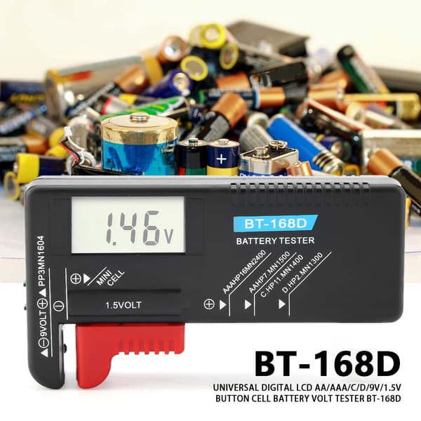 Digital batteritester til AA/AAA/C/D/9V/1,5V batterier - BT-168D