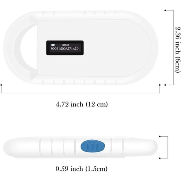 Pet Microchip Scanner, 134,2kHz Pet Microchip Reader til dyr/kæledyr/hunde/katte/grise
