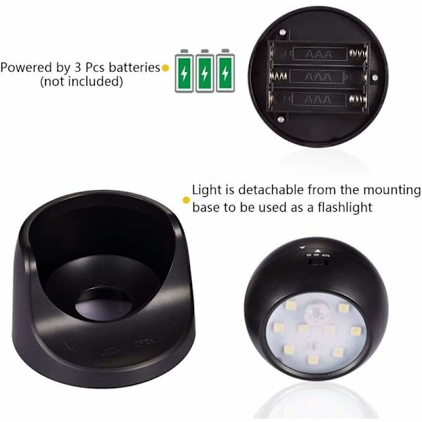 Ulkovalaistus LED-projektori, Ulkovalaistus liikeanturilla, Langaton ulkovalaistus LED-projektori, 1000 lumenia, Irrotettava pallo