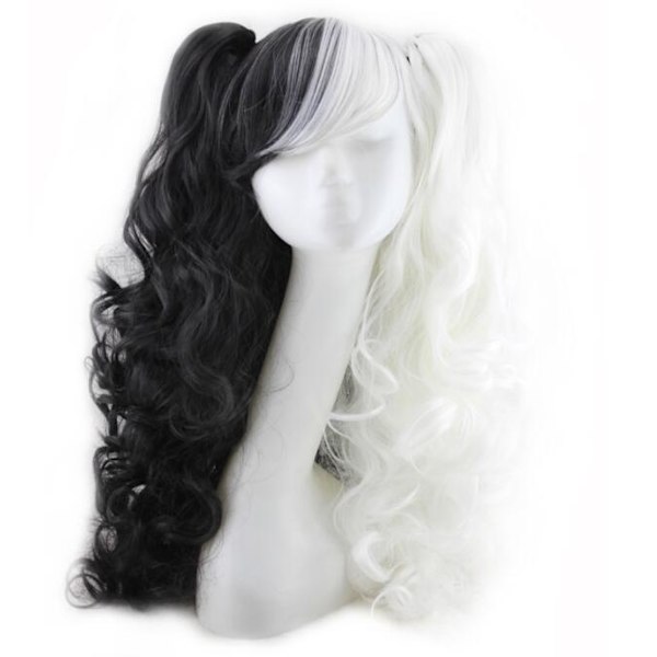 Anime Lolita Peruukki, Värikäs Wave Peruukki, Halloween Peruukki white-black