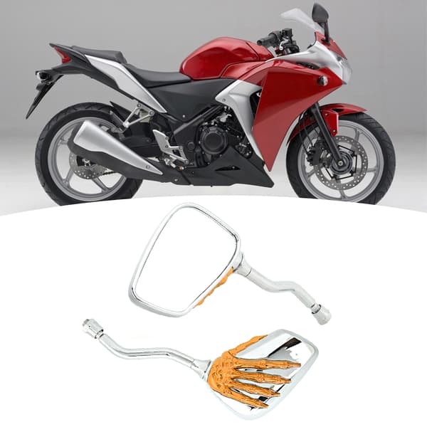 2 st Motorcykel Skelettklo Handbackspeglar Universal Guld