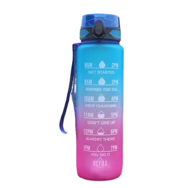 1000ml Gradient Vandkopplet Amazon Stor Kapacitet Bounce Cup Halm Vandkop Scrub Sportsvandflaske (med sugerør)