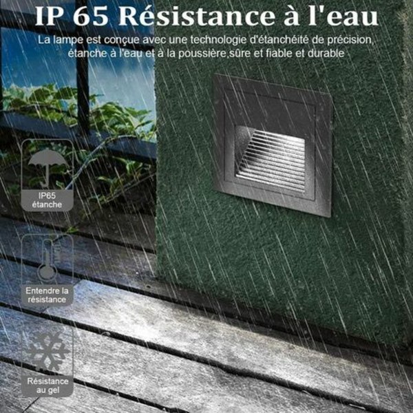 3W upotettava LED-seinävalaisin, kylmän valkoinen IP65 vedenpitävät porrasvalot, askelvalot, alumiinia, sisä-ulkovalaistus Deco
