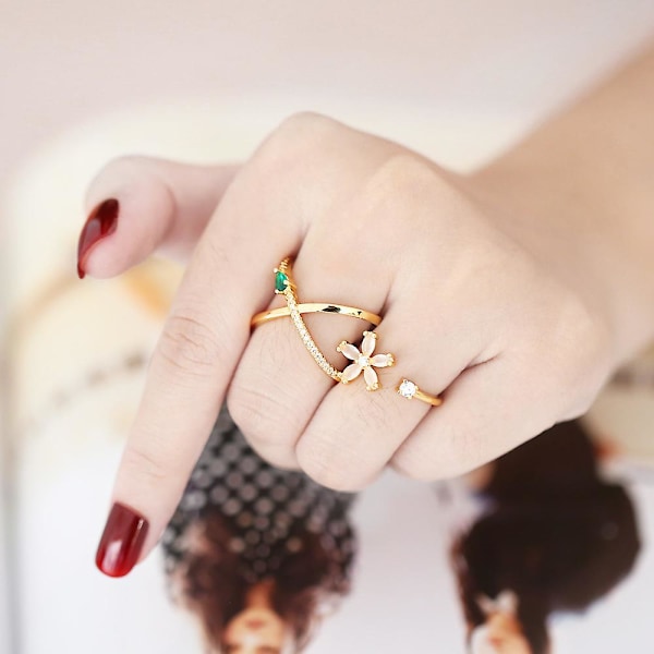 Ring Vintage Zircon Geometry Stud Modesmycken Ac10599 C