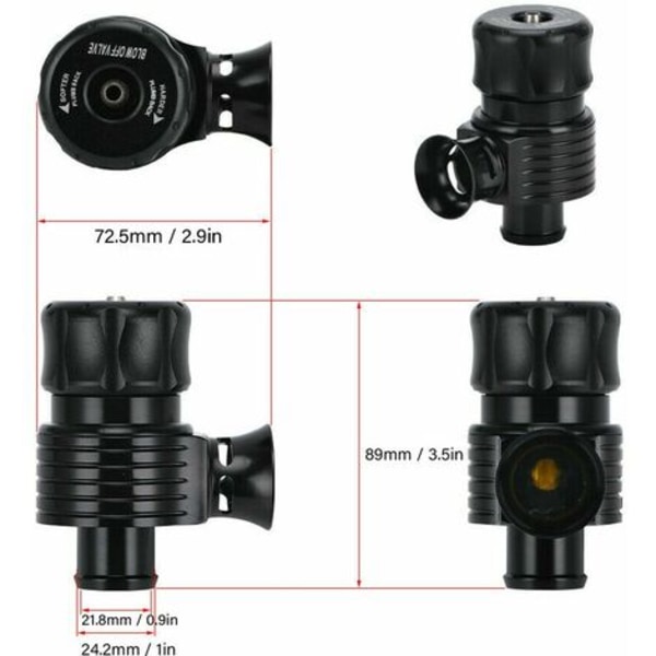 Turbo Dump Valve Kit 25Mm / 1in Dump Valve Aluminium BOV Universal Biltillbehör för Turbo Fordon med Adaptrar 25mm /