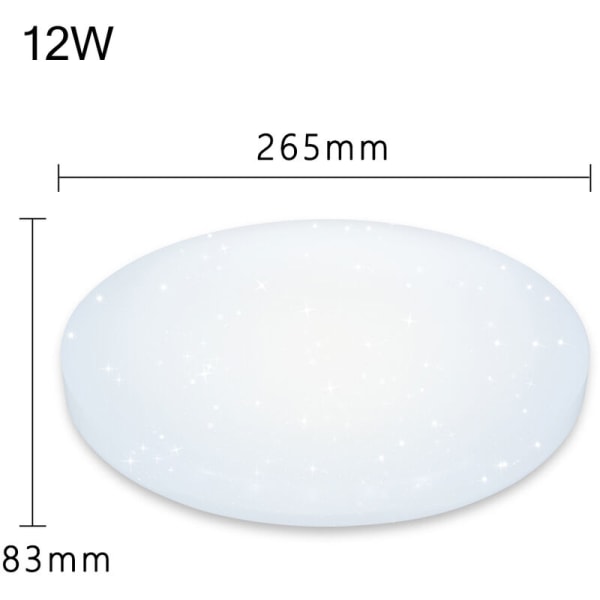 12W Cool vit LED-taklampa, stjärnhimmelstaklampa, 1080LM, 6000K-6500K för kök Vardagsrum Kök Barnrum