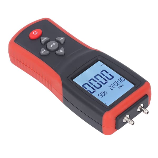 Digital Manometer 12 Enheder Valgbar Multifunktionel Differentialtrykmåler med Baggrundsbelyst LCD-Skærm
