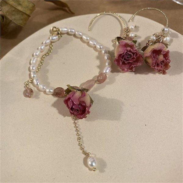 Örhängen Pearl Flower Stud Modesmycken B2319 pink b