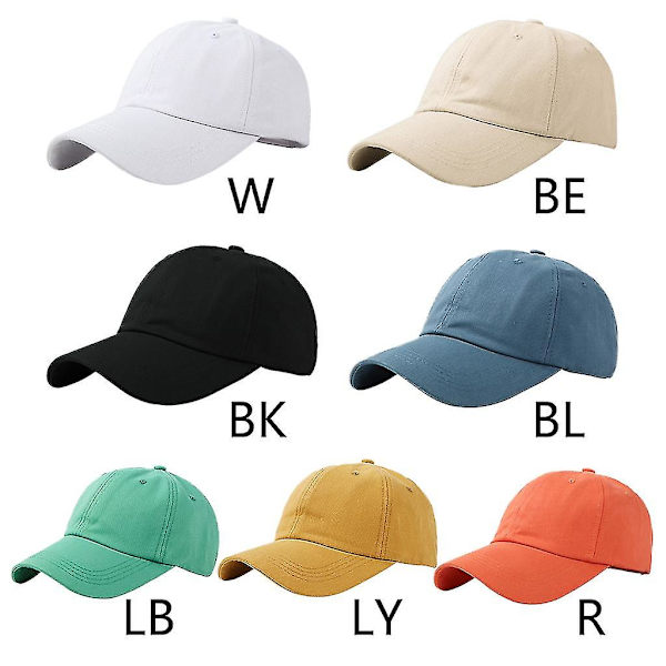 Koreansk stil Mænd Kvinder Studenter Bomuld Baseball Cap Enkel ensfarvet Klassisk 6-panel udendørssport Hip Hop Justerbar Snapback Trucker Dad Hat Blue