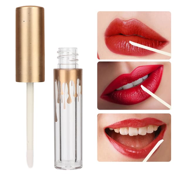 10 stk. Tom læbeglansrør DIY læbestiftflaske makeupværktøj 2,5 ml mat guldhætte
