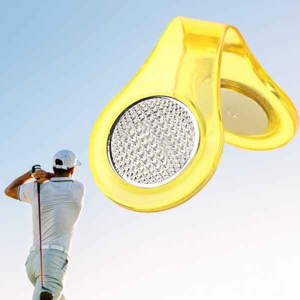 Magnetisk golfboldmarkør hatteklemme i rustfrit stål, multifunktionelt golftilbehør, gul