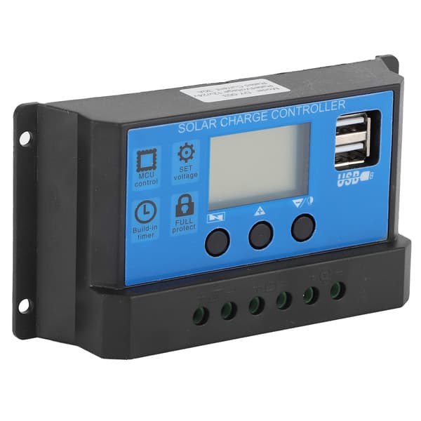 30A LCD Solcellsladdningsregulator 12V 24V Automatisk Identifiering Full 4-stegs PWM-styrning