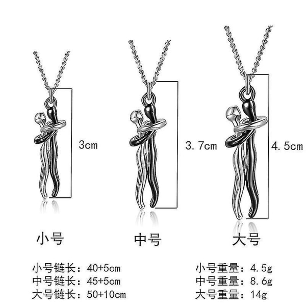 Par kramar hänge halsband Kärlek stil halsband Charm smycken Alla hjärtans dag present till fru flickor Small silver