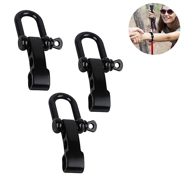 Piao 3 stycken U-format spänne utomhusparaplyrep Armband Tillbehör Justeringsspänne U-format stålspänne Gun Black Suit