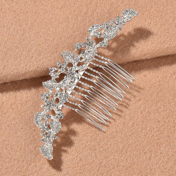 Strasshårkam med romantisk design Lätt Slitstark Långvarig Bekväm att bära Silver