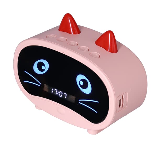 Mini Tecknad Högtalare Multifunktionell Söt Kattöra Design Smart Dubbla Väckarklockor för Kontor Sovrum Rosa