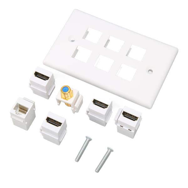6 Portars HDMI CAT6 Ethernet Väggplatta för Hemmakontor