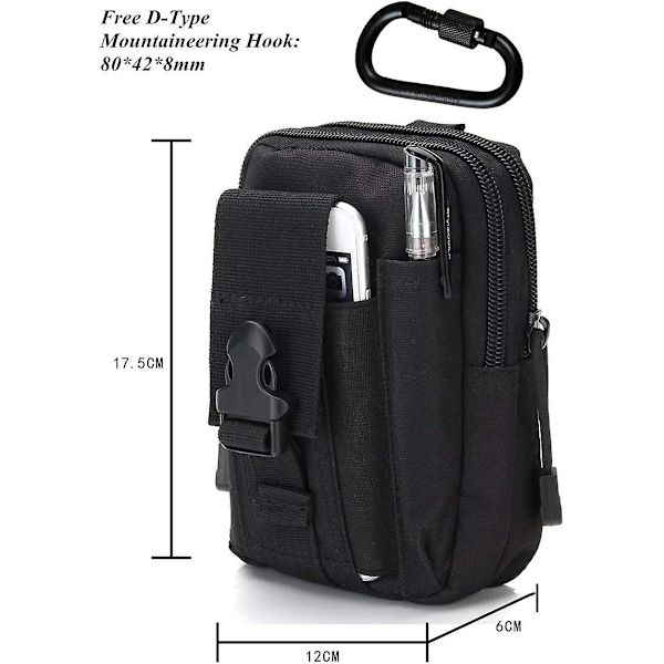 Molle Pouch Edc Compact Utility Pouches Tactical Multipurpose Gadget Pouch Vyötärötyökalu Vyötärölaukku karabiinilla D