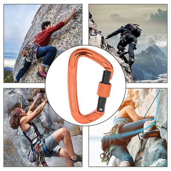 7075 Flygaluminium Master Lock Karbinhake D Ring Säkerhetsspänne Utomhus Klättring Camping Utrustning Orange